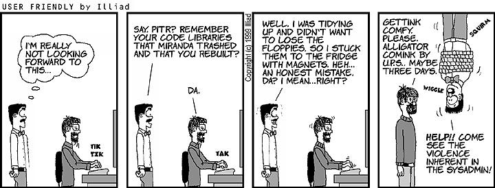 Angry sysadmin suspends user over alligator tank